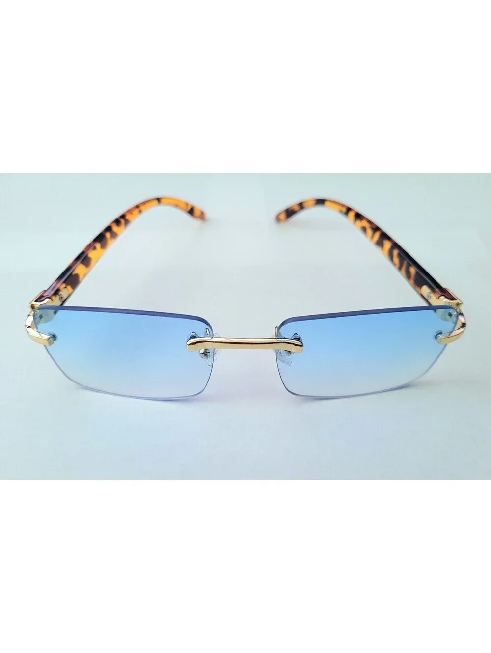 Piccadilly Gold Blue Horn Decor Gradient Designer Sunglasses